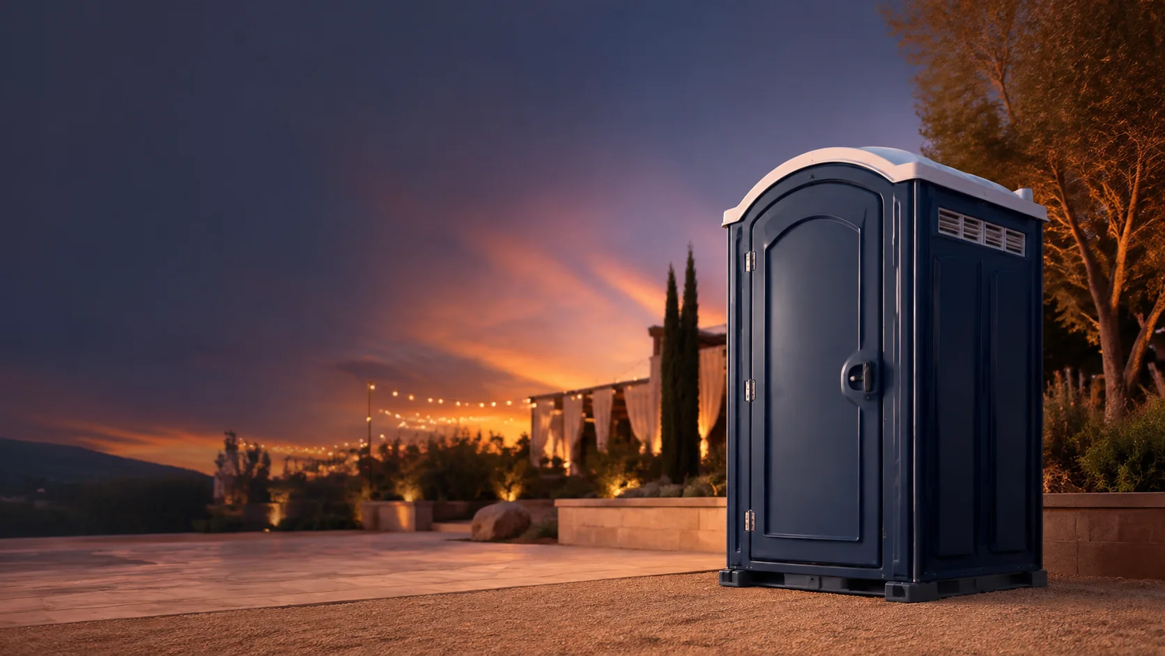 Portable restroom shown for rental planning in Washington, DC